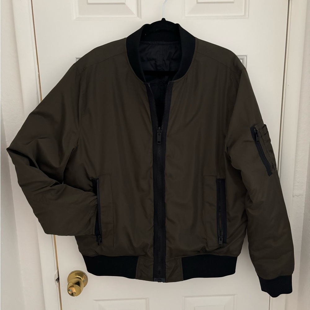 Men's Large Express Olive/Black Reversible Bomber Jacket